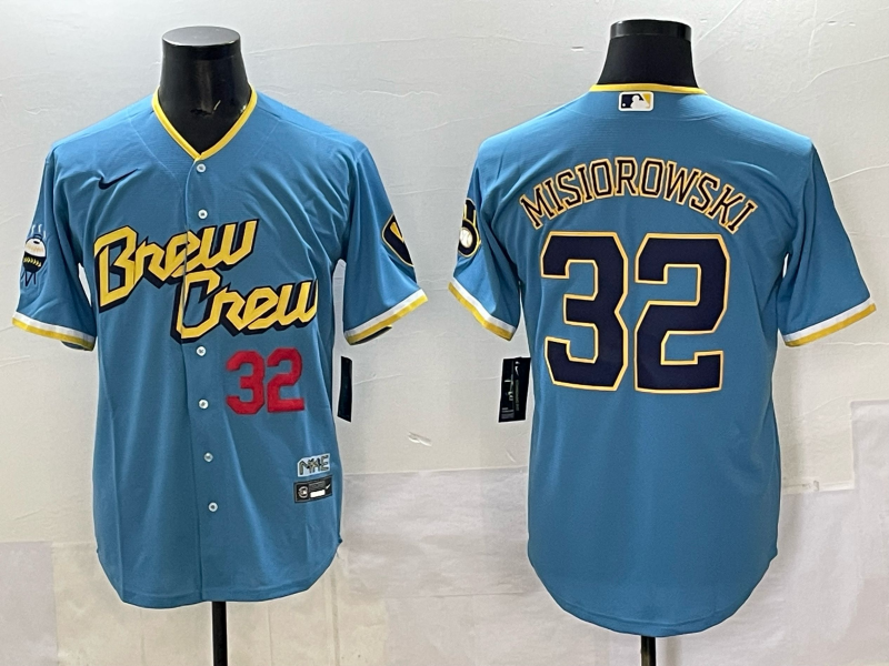 Men Milwaukee Brewers #32 Misiorowski blue Nike MLB 2025 jersey 002